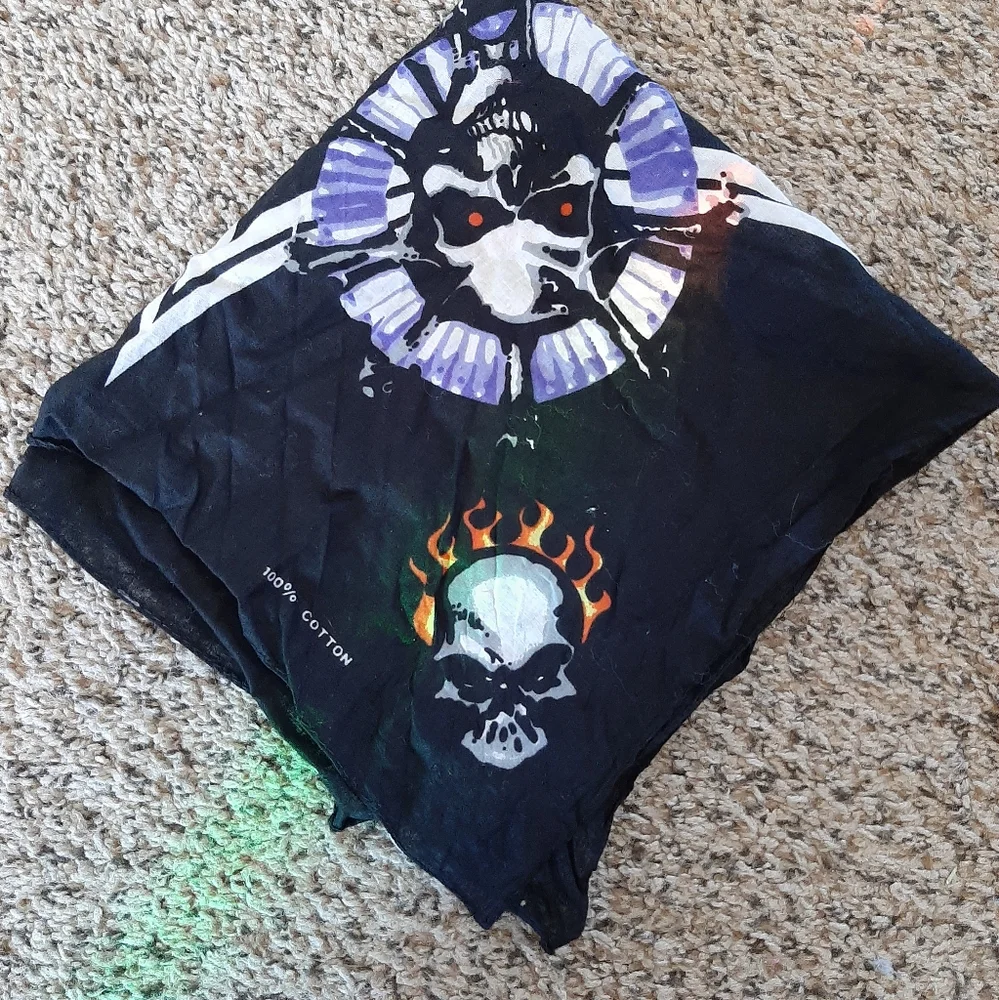 Skulls and Flames Square Cotton Bandana